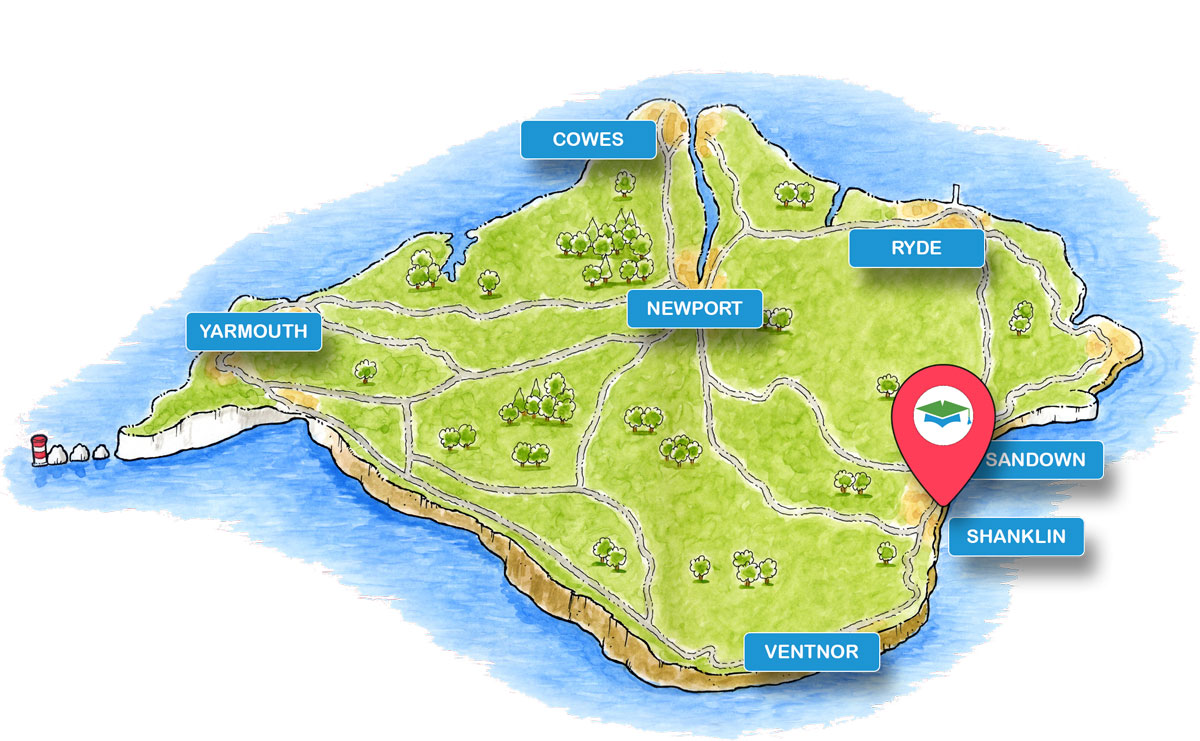 School trip Isle of Wight location map for Wightwater Watersports